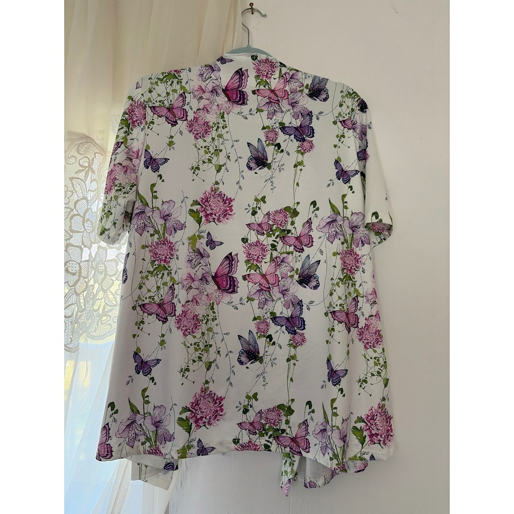 2‎ Piece Set Women XXL Purple Butterfly Floral Cardigan Cami Cottagecore Grandma - Picture 4 of 6